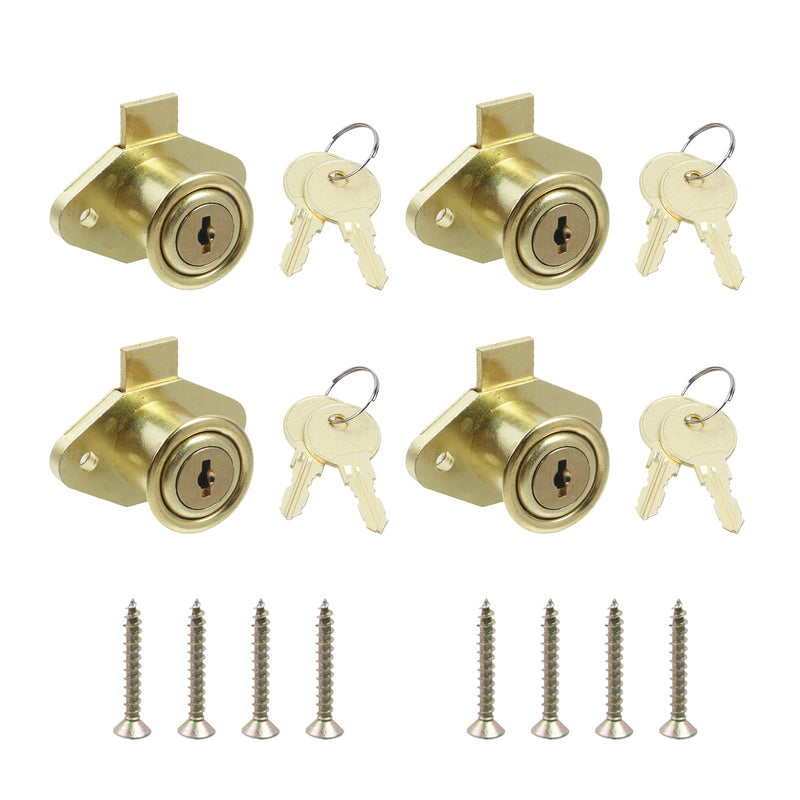 Drawer Locks with 4 Same Keys, Antique Gold, Zinc Alloy, 4Pcs 4 Pieces