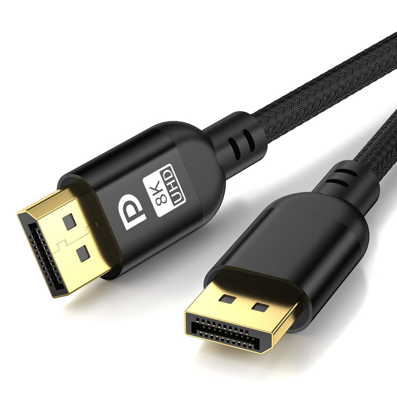 Diyanisly 8K DisplayPort Cable 30FT, DP 1.4 Cable, Support 32.4Gbps 8K@60Hz 4K@120Hz 2K@240Hz, High Refresh Rate Flexible for HDR DSC, FreeSync, G-Sync, Gaming Monitor/Graphics Card PC(Braided, Black) 30 feet