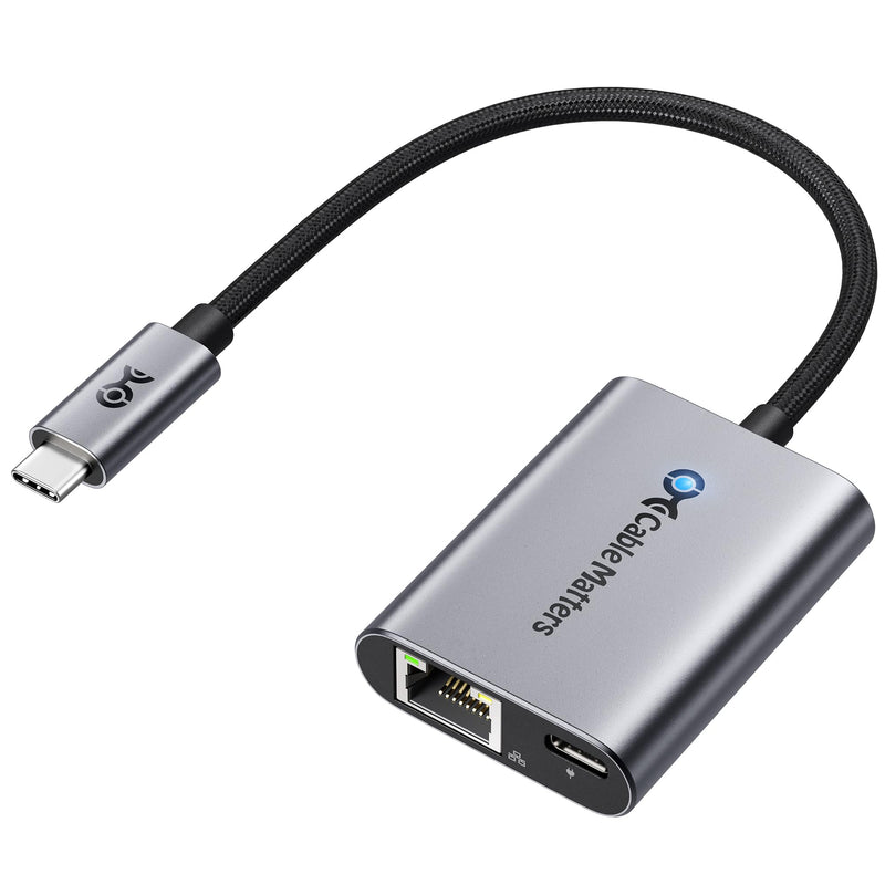 Cable Matters USB C to Ethernet Adapter with 140W Charging, Gigabit Ethernet to USB C Adapter, Compatible with MacBook Pro, Dell XPS, Surface, Up to 480Mbps for Chromecast with Google TV -2020 & Later