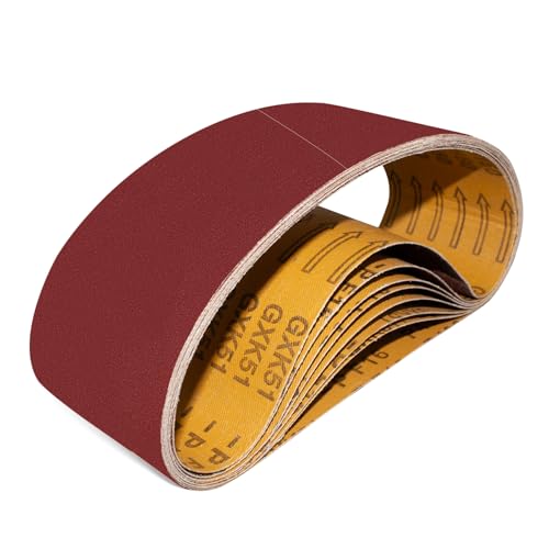 GXK51 Sanding Belt 75 x 533 mm, Pack of 10 Grit 80, Sanding Belt Kits Compatible with Belt Sanders, for Sanding, Filing, Sharpening and Removing Metal Wood Surfaces 75x533mm Korn 80
