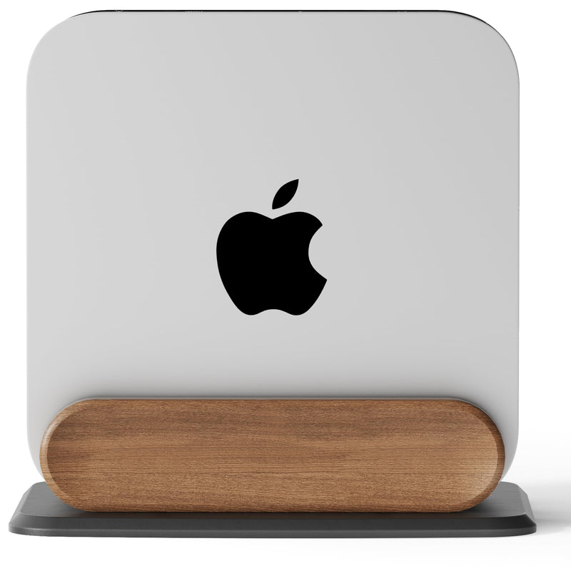 Mac mini Vertical Stand, Universal Aluminum & Wooden Desktop Holder for 2010-2024 M1/M2/M2 Pro/M4/M4 Pro, Cooling & Space-Saving Design