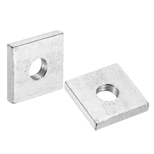 uxcell 200Pcs M6x16mmx3mm Square Nuts, Carbon Steel Zinc Plated Coarse Thread Square Nuts Fasteners for Home Repairs and Professional Engineering, Silver 200