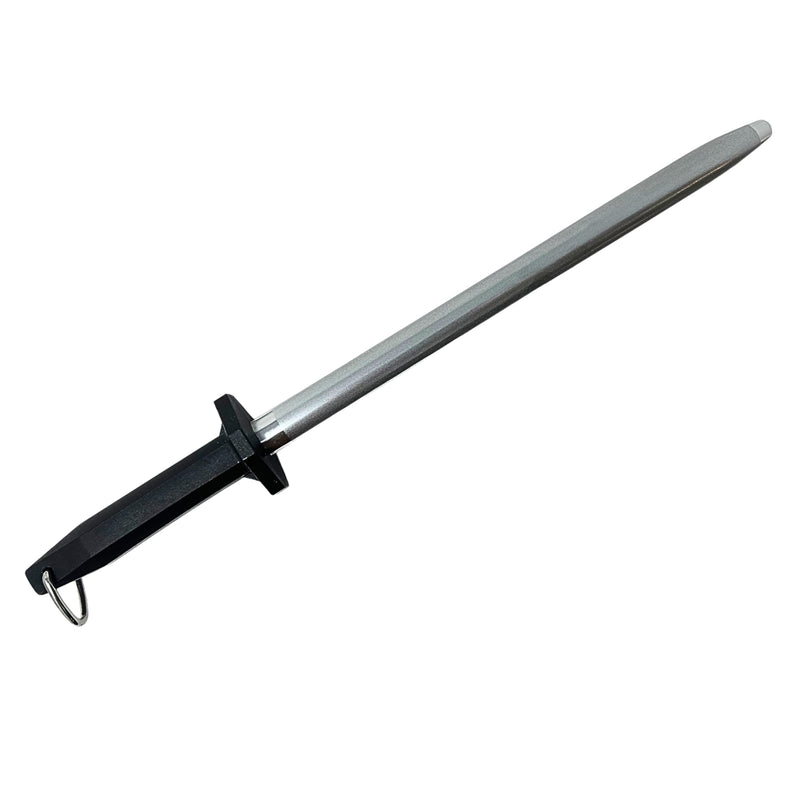Cutlery Mania 12-Inch Diamond Solid Steel Sharpening Rod | For Professional, Kitchen, Home and Hunting Use (Oval) Oval