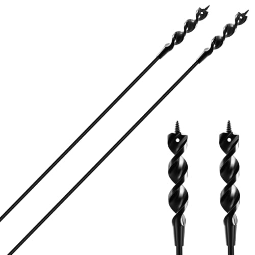 Lasnten 2 Pcs Flexible Drill Bit for Wire Pulling, 54" x 3/4" x 1/4" Long Auger Drill Bits with Fish Eye Hole and Screw Point, 3-Flat Anti-Slip Shank Flex Bit for Wood Through Walls Ceilings Sidewalk 54 x 3/4 x 1/4 Inch