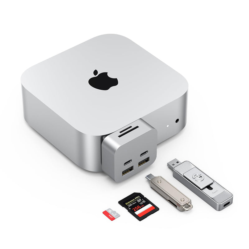 Mac mini M4 Dock, MiniPack Expansion Dock, 6-in-1 Aluminum Mac mini M4 Hub with 2xUSB A 10Gbps, 2xUSB C 10Gbps, SD/TF Card Readers with High-Speed Data Transfer & Multi-Device Connectivity