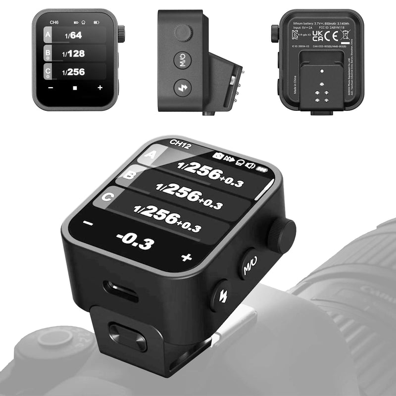 Godox X3-C Wireless Flash Trigger for Canon Cameras, 2.4G Wireless X System TTL Autoflash HSS1/8000s OLED High Brightness Touchscreen 16 Groups and 32 Channels Built-in 850mAh Lithium Battery