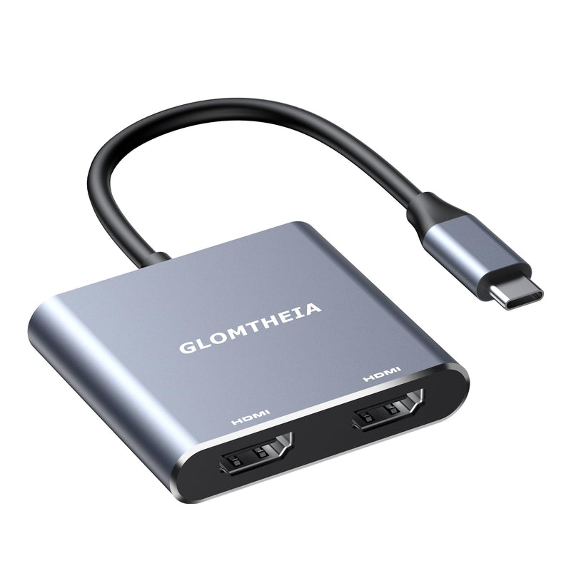 Dual HDMI Adapter for 2 Monitors Extended Display 1 in 2 Out, USB C to HDMI Splitter for Laptop MacBook Pro/Air, Support 4K@30Hz Double Monitors or 4K@60Hz Single Monitor