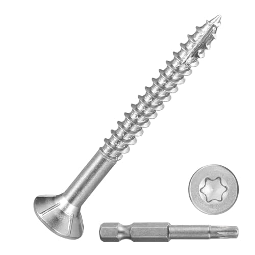 DTGN 500Pack #8x1-5/8 Deck Wood Screws kit 410 Stainless Steel Silver #8x1-5/8" 500