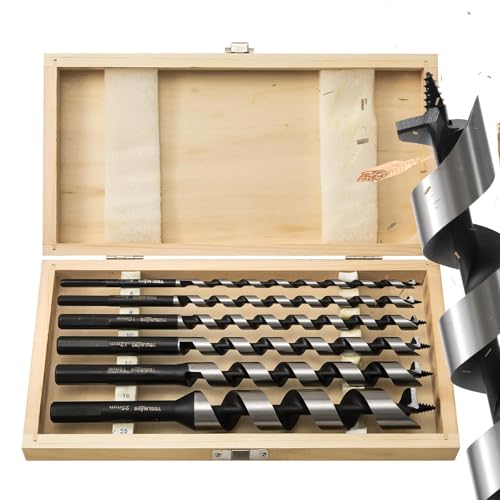 6pcs Auger Bits Set, High Speed Steel, Hex Shank Wood Drill