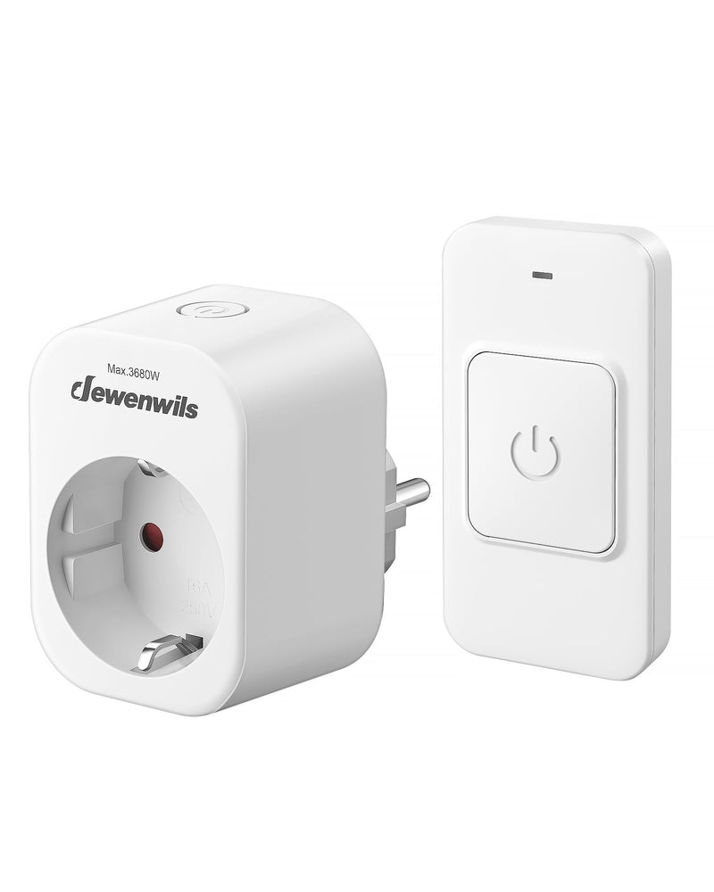 DEWENWILS Wireless Sockets with Remote Control, 16 A, 3680 W, Magnetic Design | 30 m Range Pre-programmed Wireless Socket for Lamps and Appliances White 1* Remote Control
