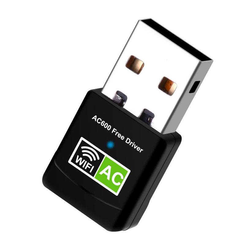 Driver Free USB WiFi Adapter for Desktop PC 600Mbps Dual Band 2.4G 5.8G Wireless Network Adapter, Wi-Fi Dongle Compatible with Windows 11/10/8/7/XP/Vista-Black
