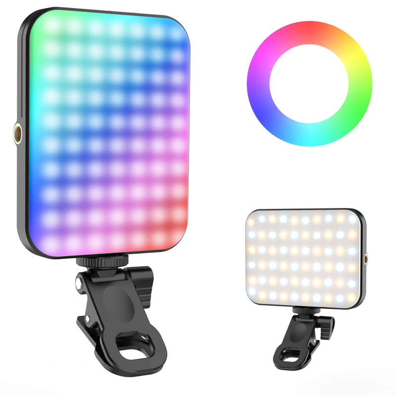 Portable Selfie Light for iPhone: 90 LED Rechargeable Phone Fill Lights, Ring Light for Camera Picture, Makeup Photo, Video Conferences, Laptop Use, Zoom Meetings, TikTok, Vlog (RGB-Magnetic) RGB-Magnetic