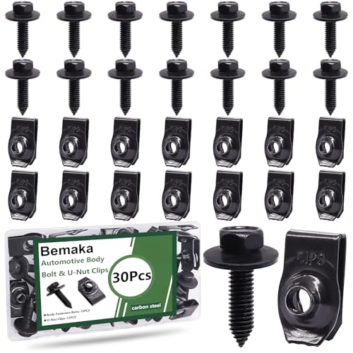 30 Sets 1/4-20 x 3/4" Furniture Screw Threaded Wood Inserts + 30Pcs 1/4 Inch Fender Bolts and U-Nut Clips Kit