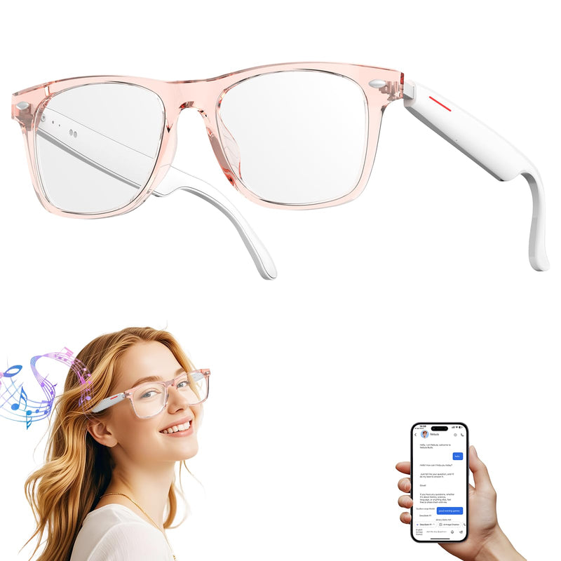 AI Smart Glasses, Translation Glasses with 110+ Languages, AI Chat, Voice & Video Call, UV400, Ultra-Light Desgin for Work, Travel & Fitness, Smart Glasses for Women&Men(White)