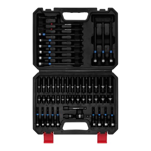 CASOMAN 52-Piece 1/4" Magnetic Nut Driver Set & 1/4" Dr. Shallow and Deep Impact Socket Set, Metric, Includes Adapter, Extension Bar, Universal Joint and Long Impact Bit