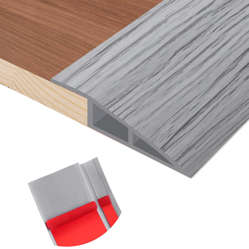Floor Transition Strip Self Adhesive Vinyl Door Threshold for Doorways Carpet Edging Trim Overlap Edge Reducer for Laminate Floor, Carpet, Tile (Light Gray Wood Grain, 1/5" to 2/5", 6.6Ft) Light Gray Wood Grain