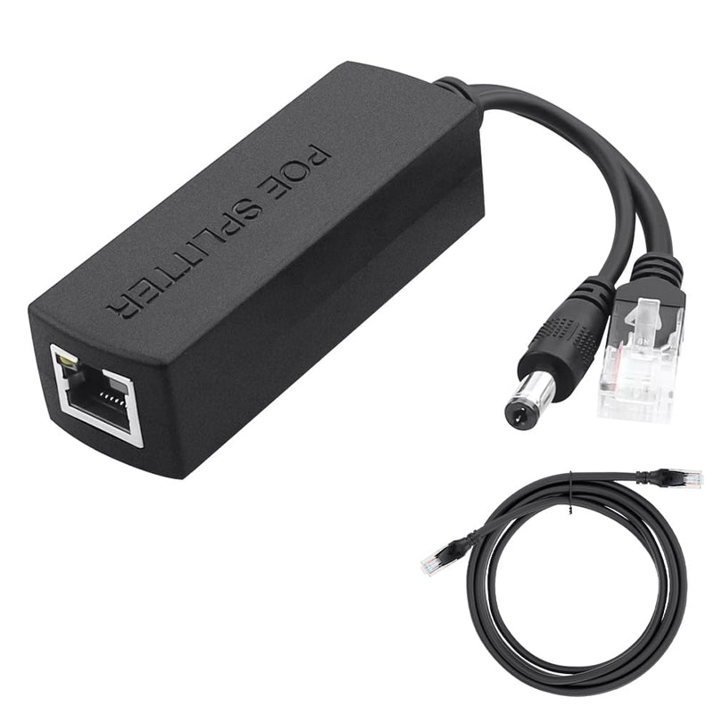 PoE Splitter 48V to 12V Ethernet Powerline Adapter,Power Over Ethernet Adapter,IEEE 802.3af/at Standard Compliant for IP Phone/WiFi/Security Cameras/POE Switches with 3FT Cat 6 Cable
