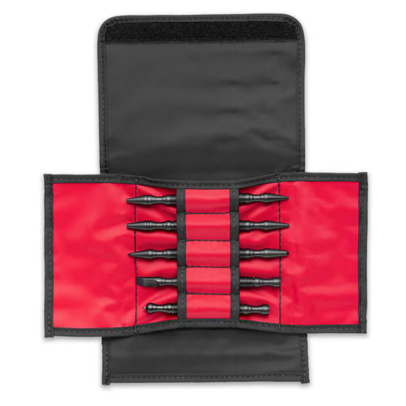 Deluxe Woodworking Kit by HIT Tool – 5-Piece Spring-Loaded Set with Nail Starters, Chisel, Center Punches & Self-Centering Punch – Compact, Hammerless Tools in Carrying Pouch – USA Made, Carbon Steel Deluxe Woodworking Kit