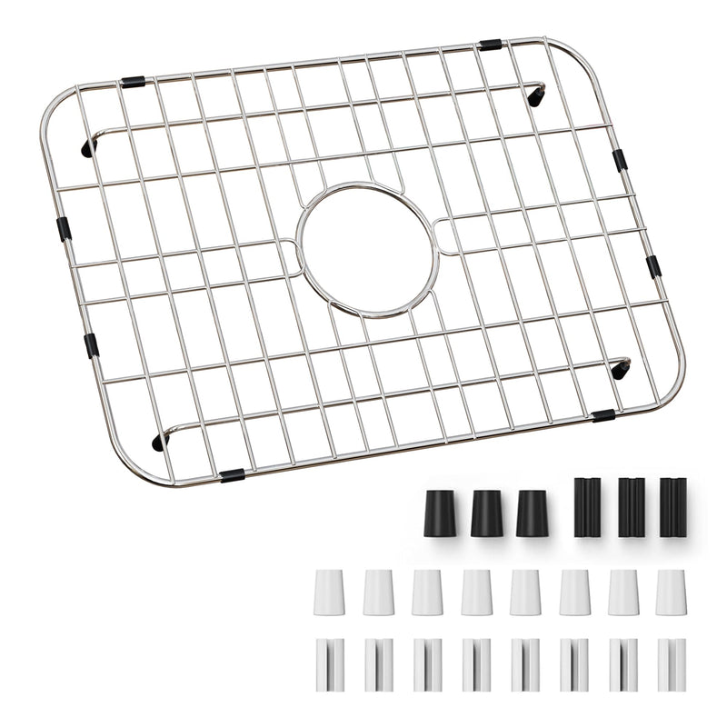 Sink Grid 18" X 12-1/2", Stainless Steel Sink Grids for Bottom of Kitchen Sinks, Centered Drain with Corner Radius 1-1/2" 18" X 12-1/2" (Centered Drain)