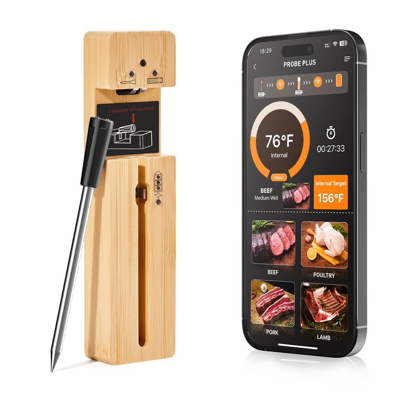 Wireless Meat Thermometer for Grilling and Smoking, Oven Digital Thermometer Instant Read Thermometer for Kitchen Outdoor Cooking Grill, Smoker (1 Probe APP Control) 1 Probe APP Control