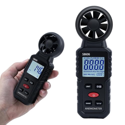 Digital Wind Gauge Anemometer Handheld 3 in 1 Wind Meter with Wind Speed, Temperature & Windchill Measurement, Beaufort Scale 1-12, 5 Units, MAX/MIN/AVG, for HVAC/Drone/Outdoor
