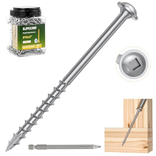 Pocket Hole Screws 3 Inch, 320Pcs Exterior Pocket Screws #10 X 3 #10 X 3" Silver 320