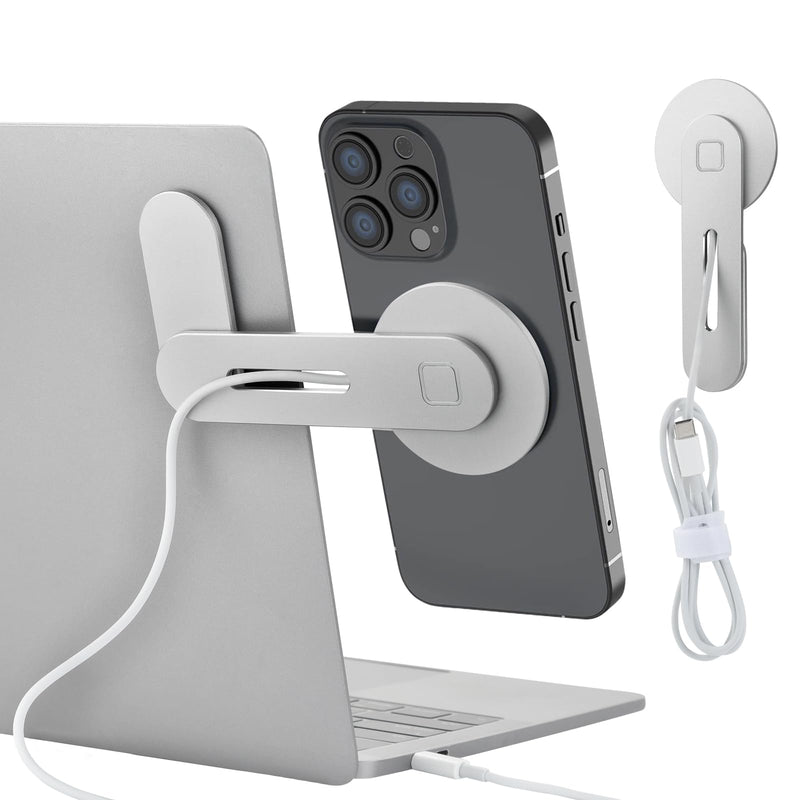 aceyoon Laptop Phone Mount, Fast Wireless Charger Magnetic Phone Holder for Laptop, 180°Adjustable Phone Stand for iPhone 16/15/14/13/12 MagSafe and All Phones, MacBook, PC Monitor