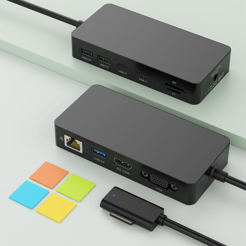 11 in 1 MS Surface Dock 4K@60HZ HDMI+VGA - Microsoft Surface Docking Station with Power Supply Surface Pro Docking Station for Surface Pro 11/10/9/8/X/7/6/5/4,Surface Laptop 6-1,Surface Book/Laptop Go 11 in 1 Surface Dock