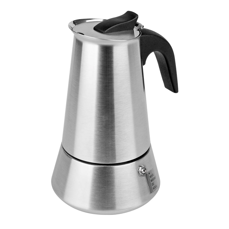 4 Cup Stovetop Espresso Maker Matte Stainless Steel Moka Pot Italian and Cuban Mocha Coffee Maker, Compatible with Gas, Electric, Ceramic, and Induction stovetops(6.6 fl oz/200 ml) 4 Cup