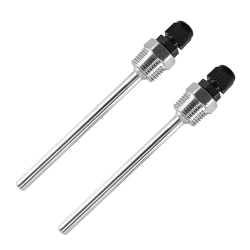 2 pieces G 1/2 Thermowell immersion sleeve stainless steel temperature sensor protection tube 8 x 200 mm G 1/2 thread for temperature sensors