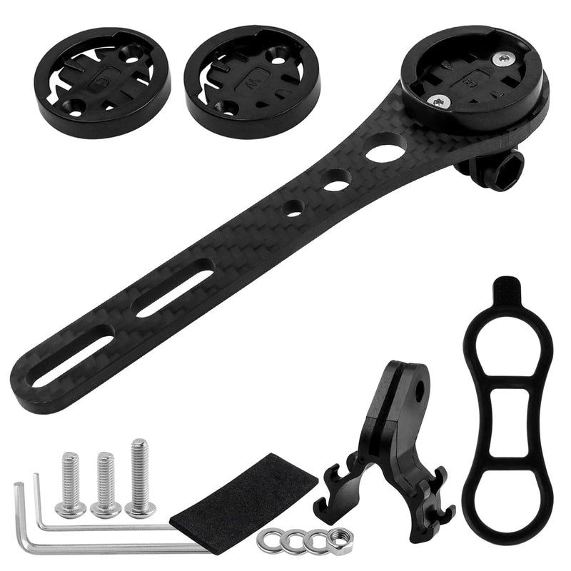 Mesee Bicycle Out Front Mount, Road Bike Computer Mount Carbon Fiber Integrated Handlebar Computer Holder Extension for Holding Bike Computer, Action Camera, Cycling Lights, Flashlight, Headlight