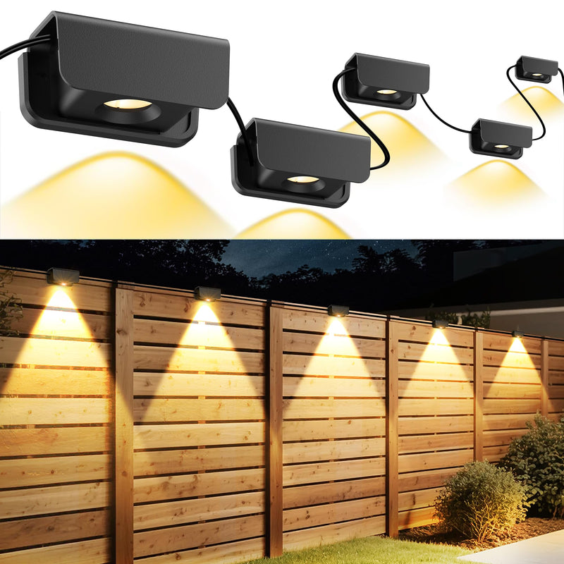 Fence Lights Outdoor, IP65 Waterproof Deck Light with 45.93ft Cable, Warm White Step Lights for Stairs, Step, Yard, Patio, and Pathway (10 Pack)