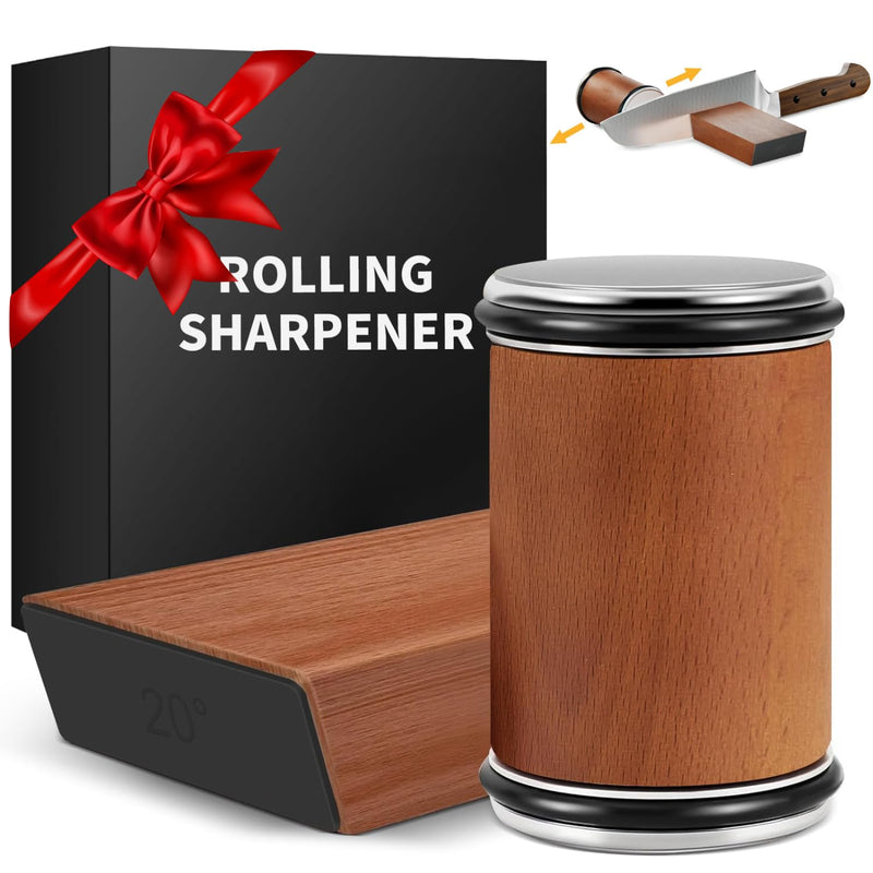 Warm & Craft Rolling Knife Sharpener - Knife Sharpener Tool For Kitchen Knives Magnetic Knife Sharpening Kit With 15 & 20 Degree Base
