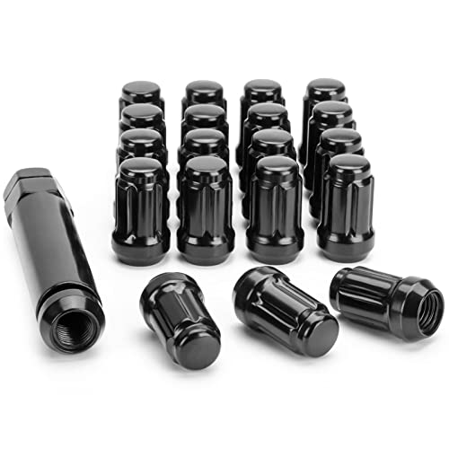 M12x1.5 ATV Lug Nuts, 16pcs 6 Spline Black Wheel Nuts with 19mm/21mm Socket Key, Compatible with Polaris Ranger RZR XP General, Pioneer 500 700 1000 Aftermarket Wheels