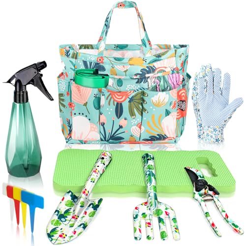 Garden Floral Tool Set with Tote, for Women Plant Lovers Blue