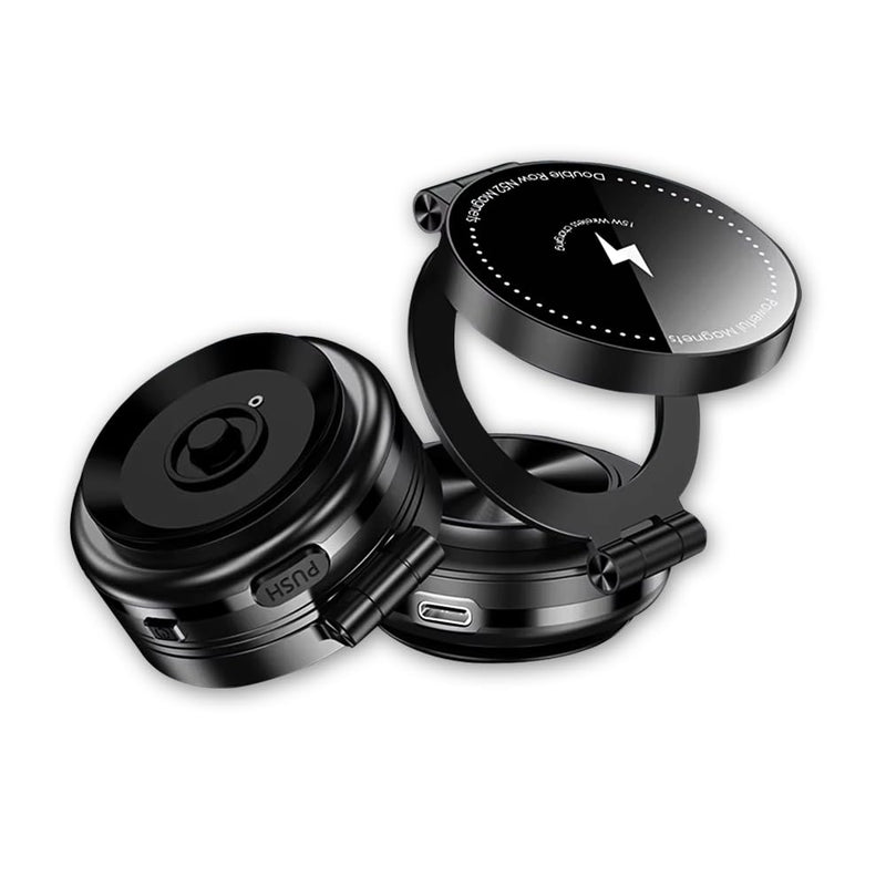 2in1 360 Degree Swivel Automobile Holder Electric Sunction Mount with Wireless Charger Vacuum Absorption Car Phone Holder - 1 Piece Black Black Version 2
