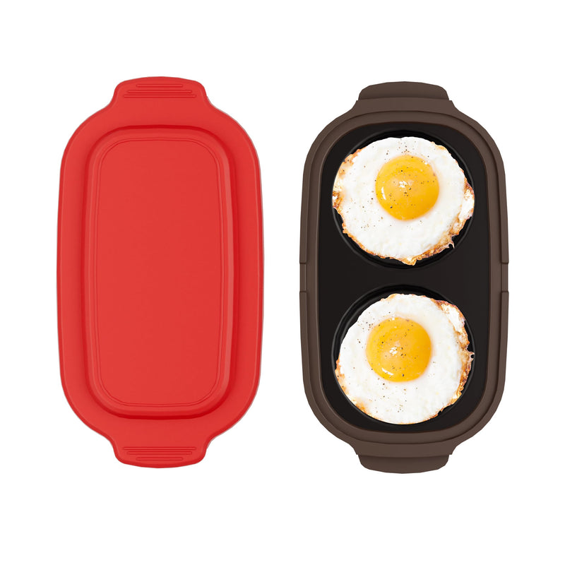 Microwave Egg Cooker, Microwave Egg Poacher | Cooker & Fryer for Breakfast Sandwiches | Maker for 2 Eggs | Dishwasher-Safe & BPA-free, Save Time,Portable for Home,Travel,Gifts Red