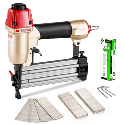 meite F50C Pneumatic Brad Nailer Kit Includes 2,000 Pcs 18 Gauge Stainless Steel Brad Nails 1-1/2", Ideal for Trim Work Furniture Building & DIY Projects