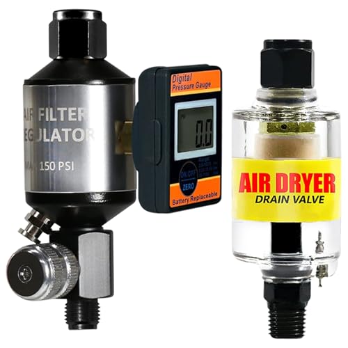 LE LEMATEC Air Regulator & Inline Filter Set for Clean, Dry Air