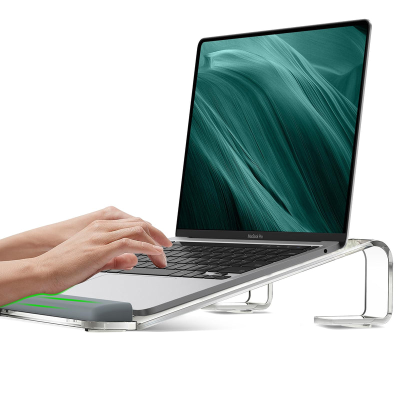 Clear Acrylic Laptop Stand for Desk, with Wrist Rest, Ergonomic Detachable Mount Compatible with 10-17'' All Laptops Such as MacBook Air Pro/HP/Dell/Lenovo Acrylic Clear