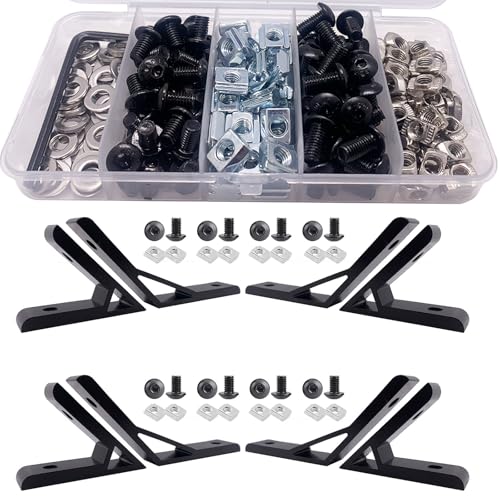 200pcs M5 T-Nuts Screws Kit; (8Sets) 4 Set 45 Degree with 4 Set 135 Degree Angle 2020 Series Aluminum Extrusion Profile Accessories