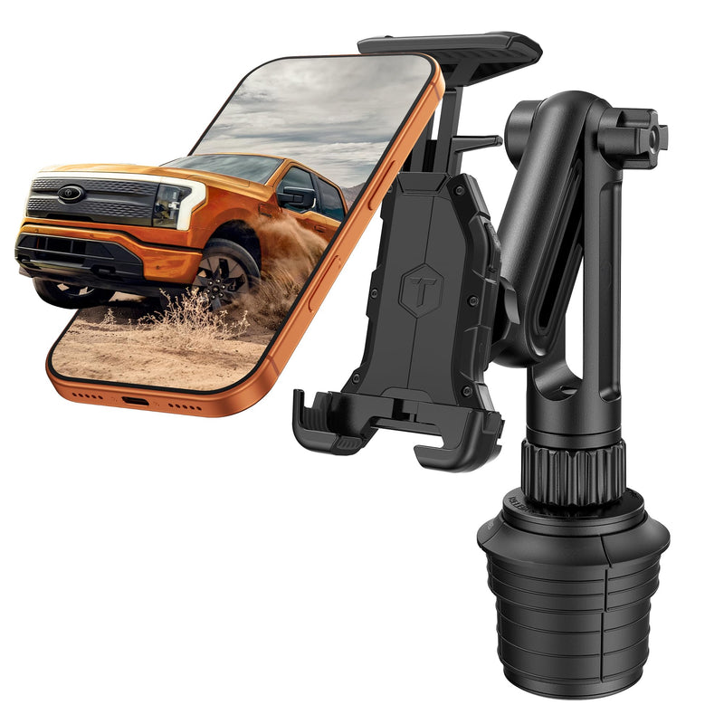 ToughTested Cup Holder Phone & Tablet Mount for Car – Heavy Duty Boom GPS Mount for Large Smartphones & Tablets up to 12.1", Fits Most Trucks, RVs, SUVs, Vans, and Cars.