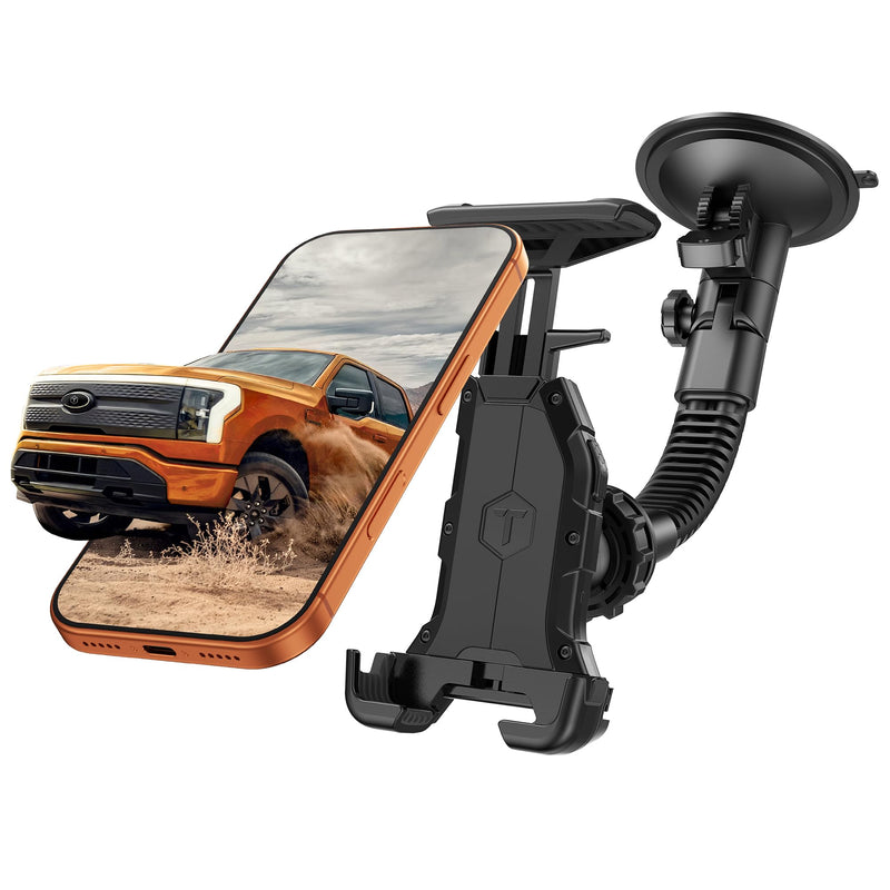 ToughTested Phone Holder GPS Mount, Heavy Duty Suction Cup Tablet Holder for Windshield, Fits Max Smartphone & Tablet(Up to 12.1"), Off-Road Ready, Vibration-Free, Ideal for Truck Driver & Adventurer