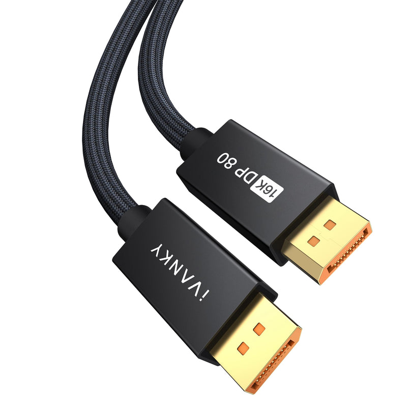 IVANKY 80Gbps 16K DisplayPort 2.1 Cable 10FT, 16K DP Cable 2.1, [16K@60Hz 8K@240Hz 4K@540Hz 480Hz 240Hz, HDR DSC], DP80 Display Cord Compatible with Monitor, Graphics 5090 7900XTX-10FT 10 Feet Black