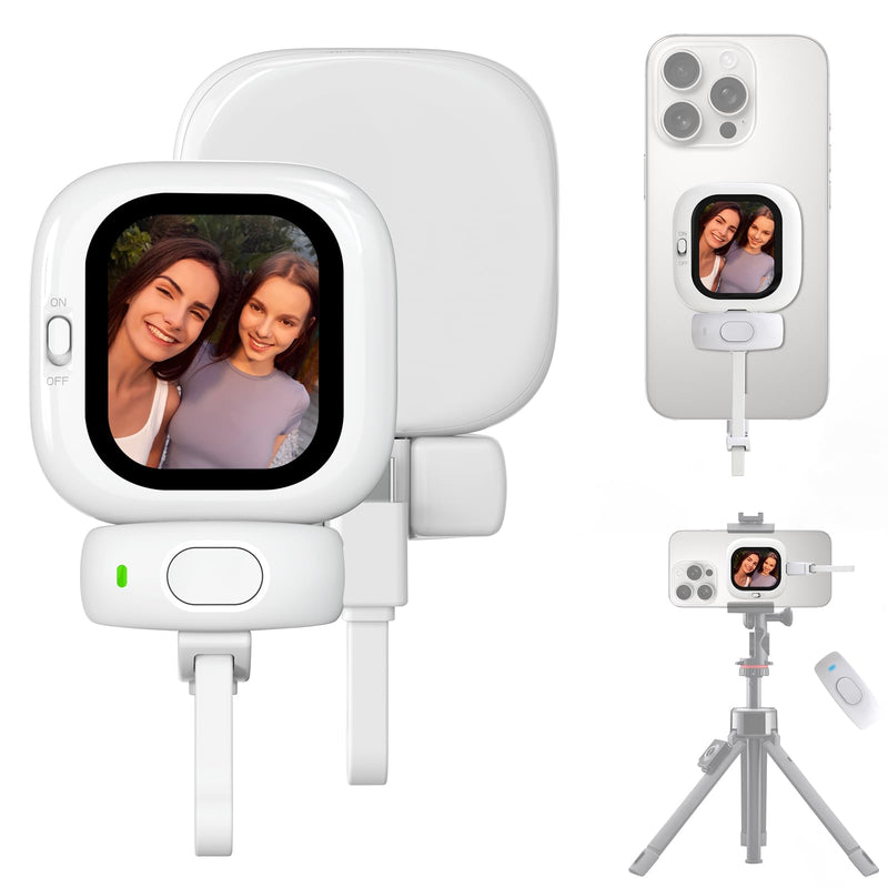 Phone Vlog Selfie Monitor Screen, Exclusive Outdoor AMOLED HD Display, Sunlight Visible, Fully Unlock Your iPhone Rear Camera for Vlogging, Recording, and Live Streaming, Compatible with iPhone 2.13 inch screen