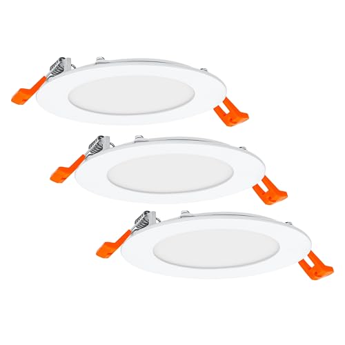 Osram Recessed luminaire set with integrated driver, narrow 3 x 120 mm, 3000 K in white, plastic, IP20 protection for various interior applications, including mounting accessories | Downlight Slim Set, Spot Lights and Ceiling Spots, White, 120 mm Diame...