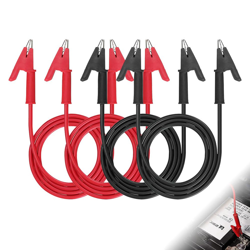 Pack of 4 Double-Ended Crocodile Clips, 1000V 15A Double-Sided Crocodile Wire Cable 3.3 ft / 1 m Flexible Copper Cable Dual Ended Crocodile Wire Cable for Multimeter and Electrical Testing