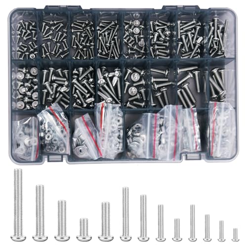 780Pcs Machine Screws Assortment Kit,#4-40#6-32#8-32#10-24 Stainless Steel Screws Set with Nuts Bolts and Flat Washers, for Electronics Furniture Automotive Repair & DIY Projects