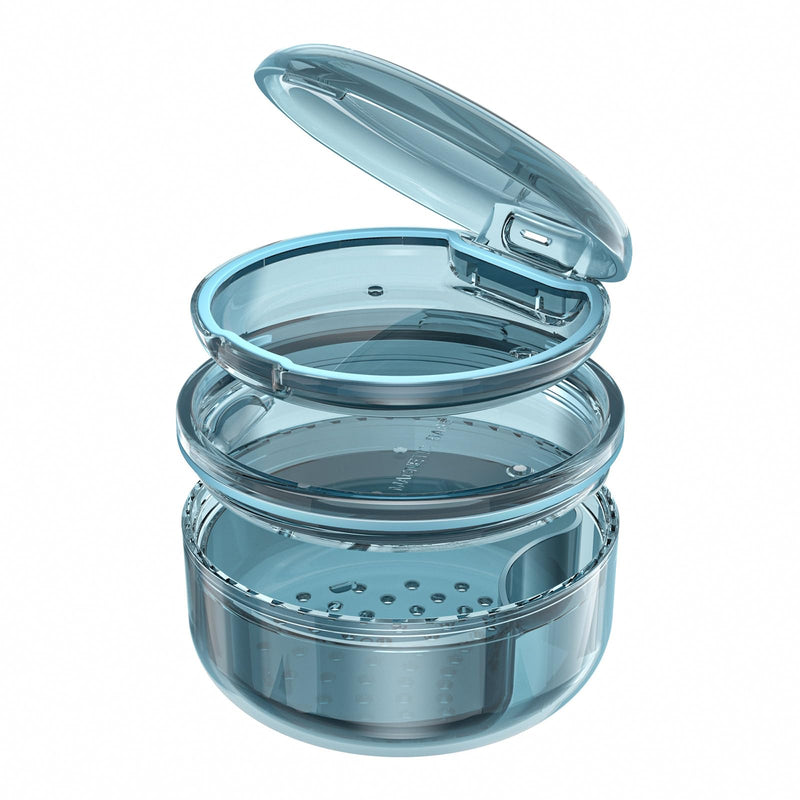 Joinice 2-in-1 Retainer Box and Soaking Box, Portable, Storage and Soaking Made of PC Material, Suitable for Retainers, Braces, Dental Splints and Prostheses, for Storage and Cleaning (Blue) Blue