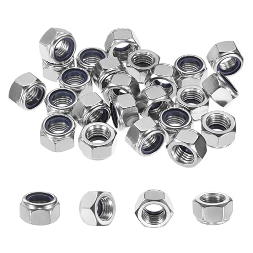M METERXITY 25-Pack Nylon Insert Hex Lock Nuts, M20 x 2.5mm Thread 304 Stainless Steel Self-Locking Locknuts Hexagon Nut Metric Nuts for Machinery/Home Repair/Industrial Fasteners